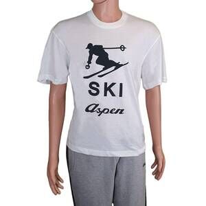NEW BALLY unisex ski aspen graphic t-shirt in bone